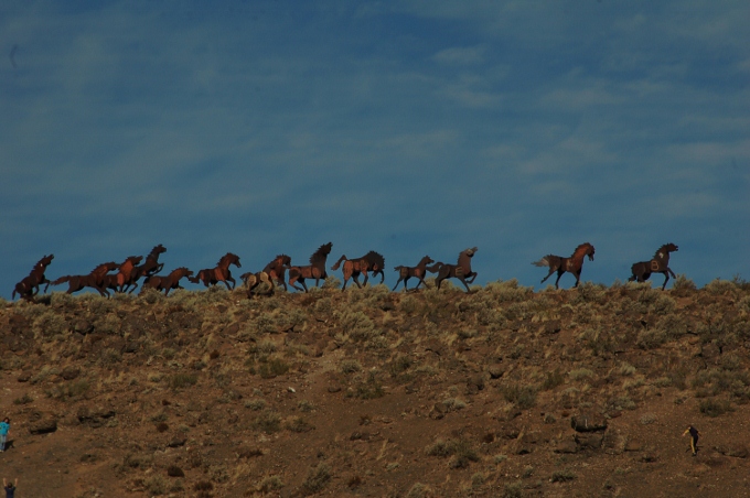 a statue of horses on the ridge in east central Washington